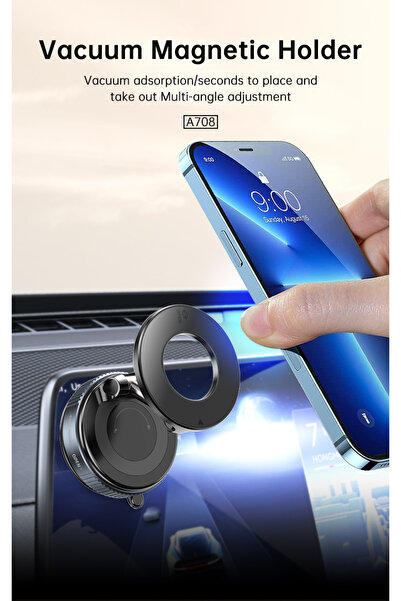 Aspor A708 Magnetic Phone Holder with Vacuum Suction Technology