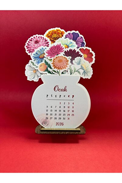BULUT DİJİTAL 2026 MASA TAKVİMİ & 12cm x 15cm & çiçekli şık masa takvimi