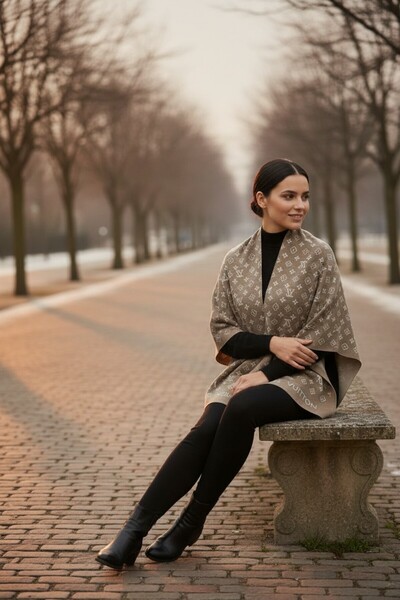 Onur Poncho - Woven Fabric Knitwear Hijab Poncho Winter Keep Warm Outerwear Quality Fashion Store