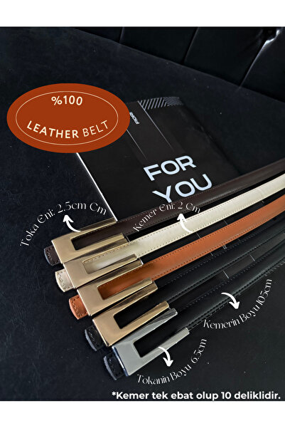 Fiori 5'li Hakiki Deri Tasarım Tokalı Ince Kadın Kemeri, Ceket Kemeri, Gömlek...