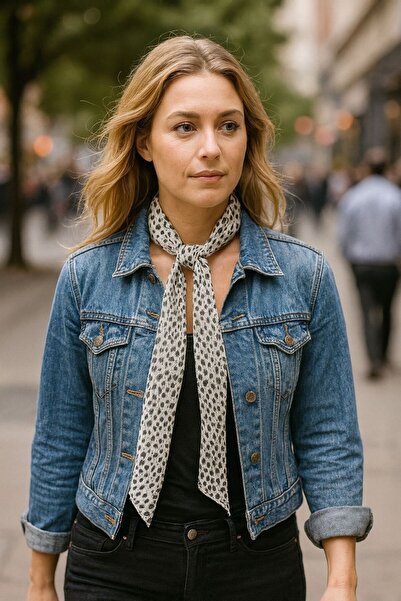 Gönülden Tasarım 115X15 Cm Eșarfă din șifon leopard SMOKED