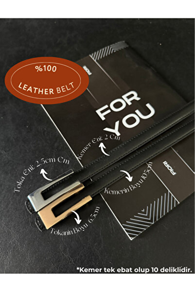 Fiori 2'li Hakiki Bombeli Deri Tasarım Tokalı Ince Kadın Kemeri, Ceket Kemeri...