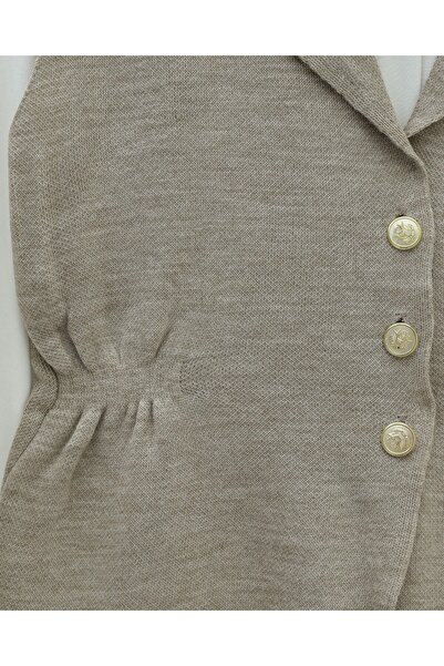 Modamorfo Buttoned V-Neck Vest Pants Knitwear Set - Light Mink