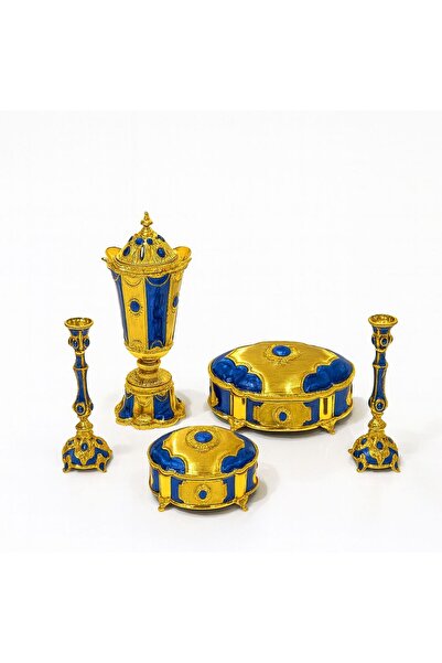 ALMASA طقم ملكي مبخر مع مرش مع 2شمعدان مع صندوق كبير * صندوزق صغير