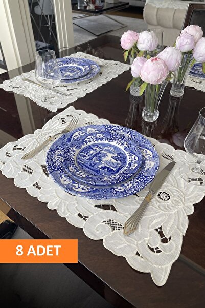 QBR Home 8'li Set Delik Işi Amerikan Servisi. Şakayık Model ( 8 Adet )