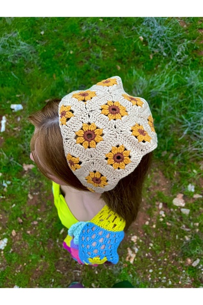 RA Design Ayçiçek örgü bandana