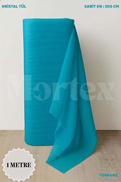 Mortex Turkuaz Kristal Tül Boy 1 MT En Sabit 3 MT Nişan, Kına, Düğün, Bohça, ...