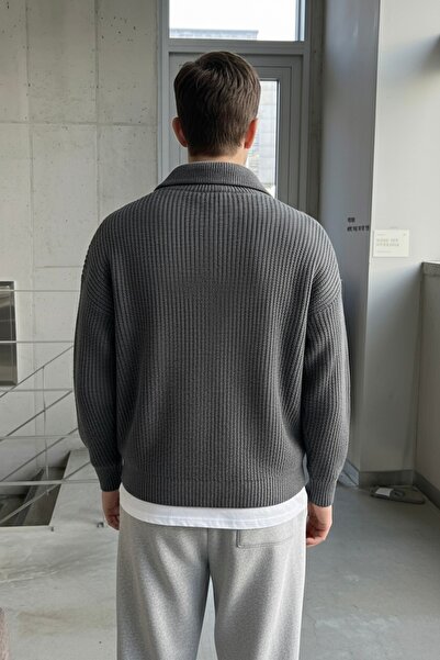 COOL TARZ Чорний чоловічий светр оверсайз із застібкою-блискавкою