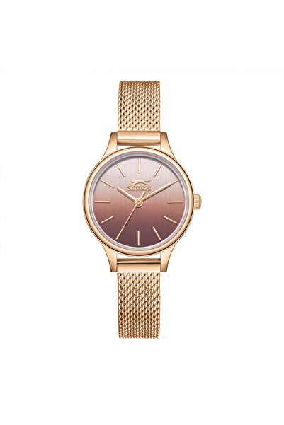 Slazenger ساعة يد نسائية SL.09.2458.3.05 بسوار معدني ذهبي وردي وعلبة معدنية