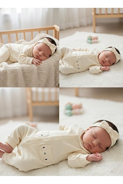 Pookie Kız Bebek Tulum - Krem