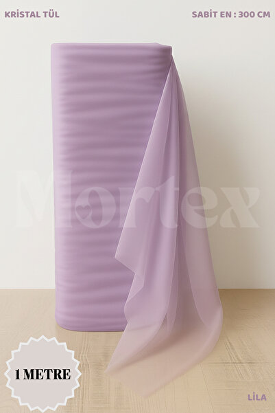 Mortex Lila Kristal Tül 100x300 cm | Nişan, Kına, Düğün, Bohça, Kapı ve Parti...