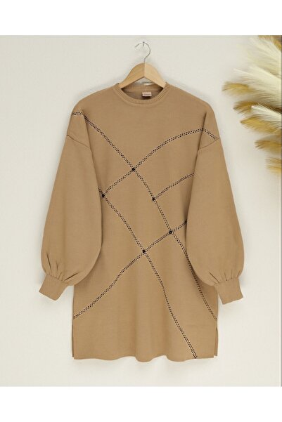 HİJABAYA سترة تريكو لؤلؤية على شكل ذراع بالون