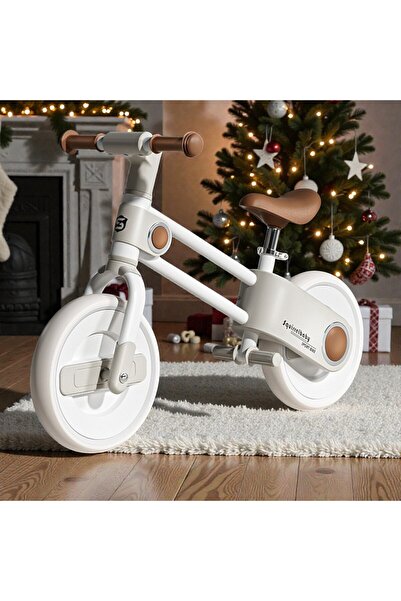 OEM Balance bike for children, height-adjustable saddle, EVA foam wheels, 2-5 years, white-brown