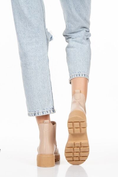 Limeo Double Sided Nut Elastic Leather Look Daily Flat Women's Short Boots Bootie