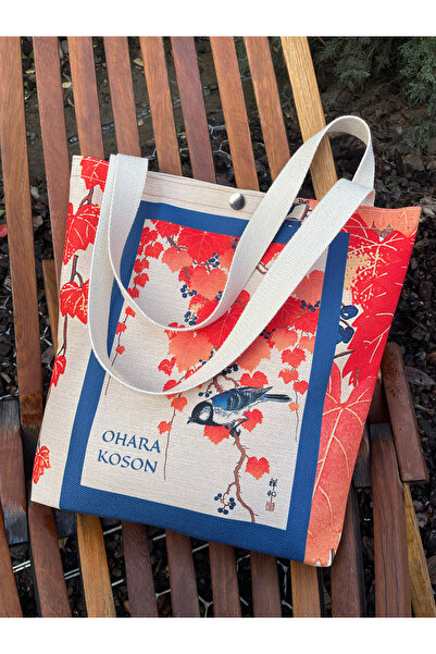 pamukcanta Ohara Koson Kanvas Bez Çanta Yıkanabilir Metal Çıtçıtlı 35x38cm (K...
