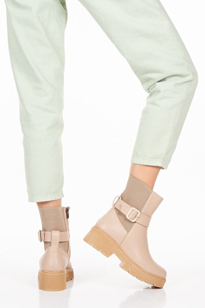 Limeo Καθημερινά γυναικεία μποτάκια με λεπτομέρεια με φερμουάρ και ελαστική δερμάτινη εμφάνιση