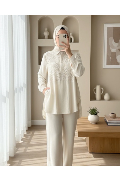 HİJABAYA Спідниця з мереживною обробкою та сорочка з ґудзиками