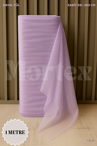 Mortex Lila Hayal Tül Boy 1 MT En Sabit 3 MT Nişan, Kına, Düğün, Bohça, Kapı,...