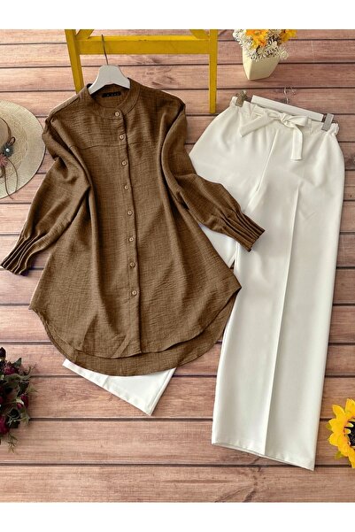 HİJABAYA قميص ذو قصة بيضاوية بأكمام ثنيات