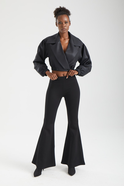 IMBUE Yüksek Bel Toparlayıcı Ponte Kumaş İspanyol Paça Pantolon