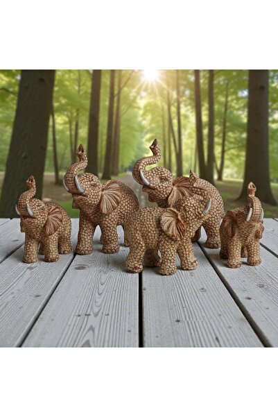 e-life shop Simli İşlemeli 7’li Fil Biblo Heykel Hediyelik Dekoratif Ürün Konsol Vitrin Masa Süsü Ofis Hediyesi