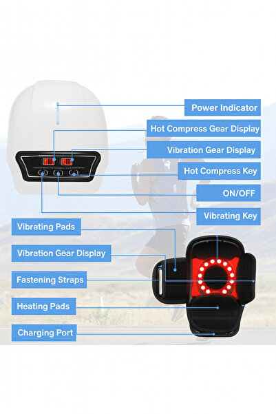 Generic Knee Massager with Heat Red Light Therapy Vibration 3D Massage Cordless LED Screen Pain Relief