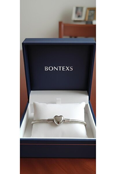 Bontexs سوار فضي اللون على شكل قلب من الفولاذ