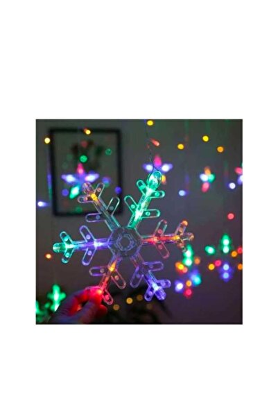 WTO Snowflake light curtain, 138 LEDs, USB connection, multicolor, IP44, Remote control, 2.5x1 m