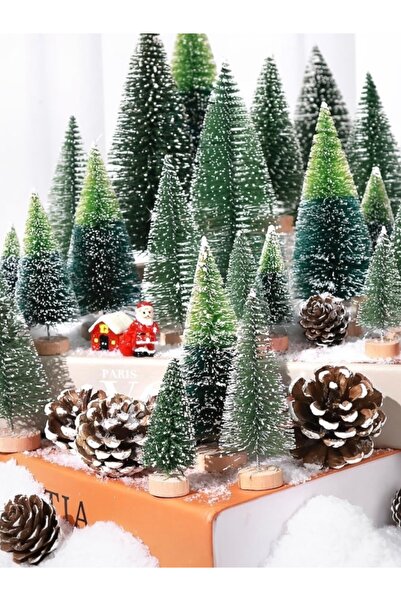 Yenigeldi 3 Adet ( 1 Adet 15 cm +2 Adet 10 cm )Yılbaşı Çam Ağacı Seti t217