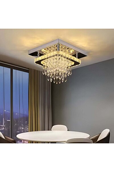 OEMN Candelabru LED pătrat Alberico, 19W, lumină rece/caldă/neutră, cristal, crom lustruit