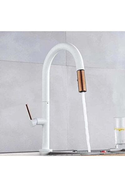 OEM Kitchen faucet with retractable spray, sanitary brass, white, CF1035A