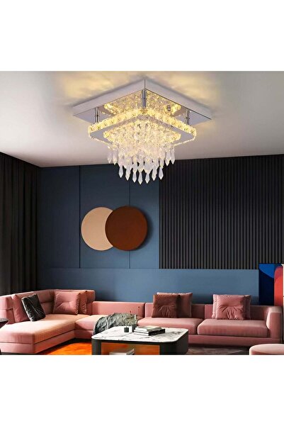 OEMN Candelabru LED pătrat Alberico, 19W, lumină rece/caldă/neutră, cristal, crom lustruit