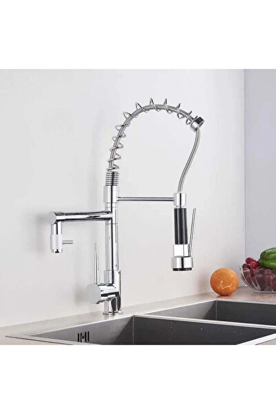 OEM Baterie Bucatarie cu Dus Extractibil, Inox si Alama Crom, YD/201