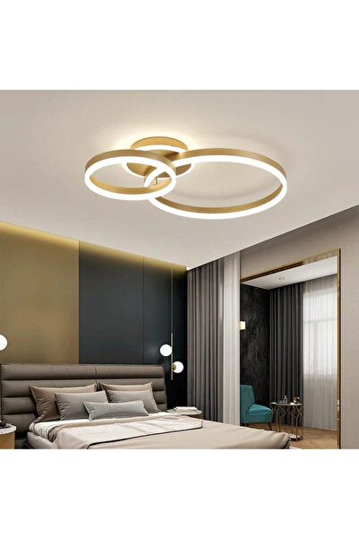 OEM RINOVA LED Chandelier with Remote 72W, 2 Rings, Cool/Warm/Neutral, Dimmable, Glossy Gold