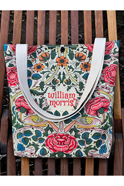 pamukcanta حقيبة قماشية من ويليام موريس قابلة للغسل مع مشابك معدنية 35×38 سم (حجم صغير)