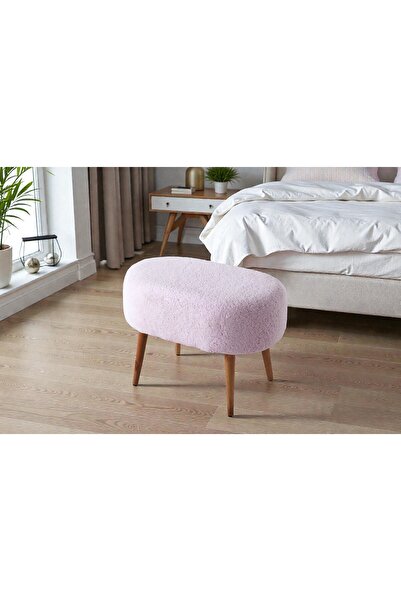 Framgan Teddy Ahşap Ayaklı Oval Puf – Makyaj Masası Pufu - Ayak Uzatma Pufu -...
