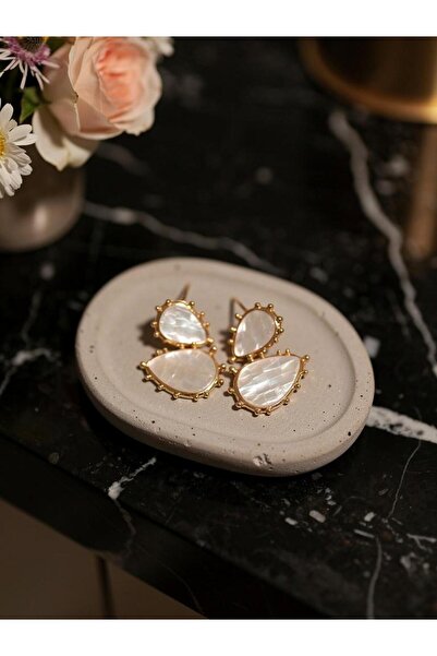 ayoljewelry White & Gold Leaf Earrings