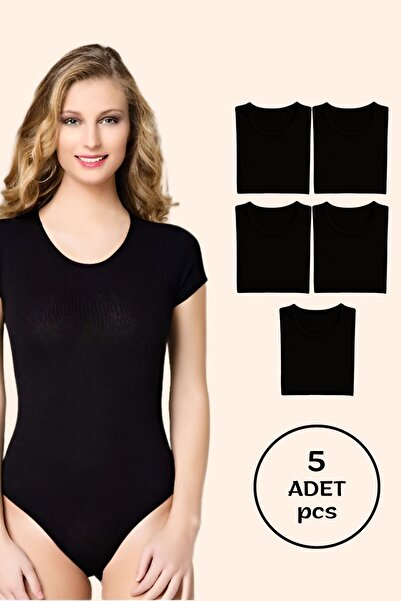 Altınay Women's Cotton Half Sleeve Snap Fastener Bodysuit (5 Pieces)