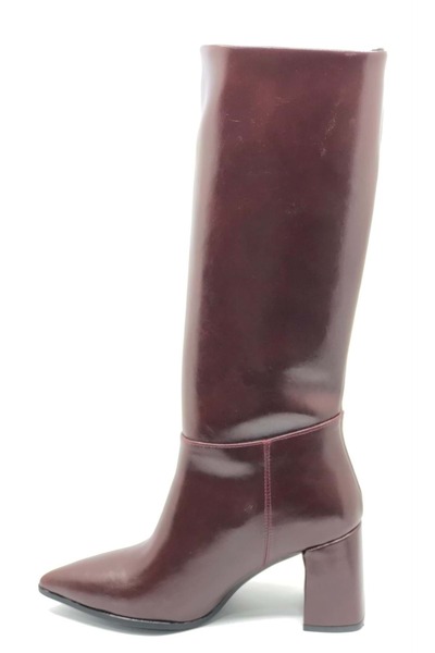 KCMN Feles Pointed Toe Zipperless Women's Boots Bordo
