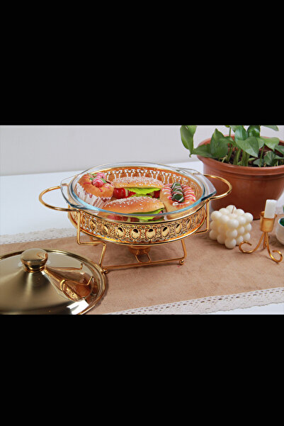 Generic Buffet warmer for heating food, 2 liters, gold