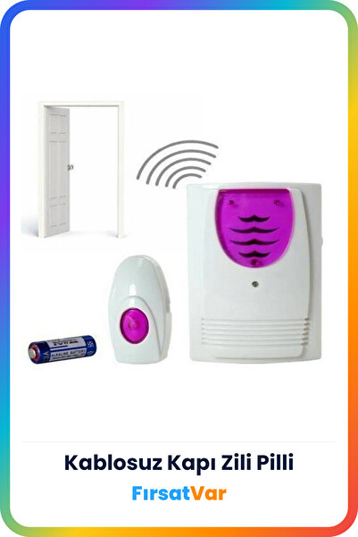 FırsatVar 100 Metre Çekim Mesafeli Kablosuz Pilli Kapı Zili Yapışkanlı Ofisiniz Işyerini Kablosuz Kapı Zili