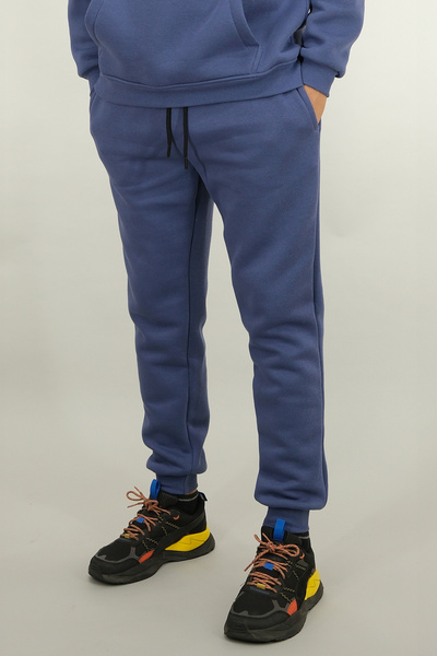 Souris Erkek İndigo Eşofman Altı Rahat Kesim 3 iplik Şardonlu İpli Ribana Bel