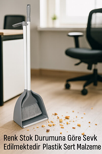 VENON Kabinli Ayaklı Faraş Ve Fırça Seti Uzun Saplı Dik Durabilen Eğilmeden Temizlik Kalın Plastik Gövde