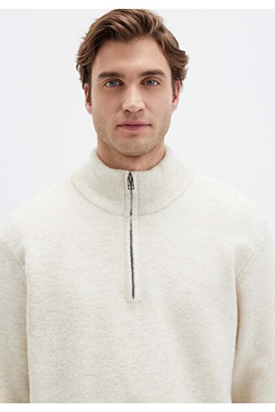 Mavi M0710380 Half Zip Pullover Half Zipper Men's Sweatshirt Beige