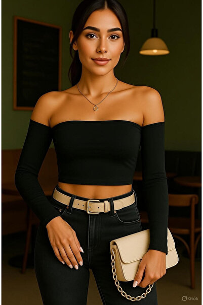 Olyssia Women's 3-Pack Madonna Collar Blouse Bodycon Stretchy Long Sleeve Crop Bustier – Stylish and Trendy Top