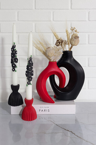 Zigzag Home Decorative Bohemian Style Dear Ivy Vase Set and Candle Holder Set...