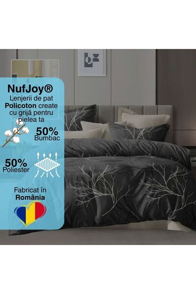 NufJoy Policoton 4-piece Double Bed Linen Set – Sheet 230x250, Duvet Cover 200x230, 2x Pillowcases
