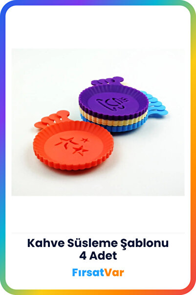 FırsatVar 4 Adet Plastik Kahve Süsleme Dekorasyon Şablonu Seti Takımı