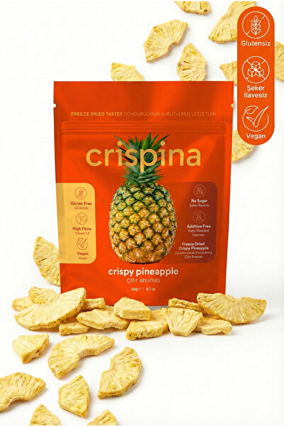 Crispina Daily Freeze Dried Çıtır Ananas 20g - Şeker İlavesiz Dondurularak Kurutulmuş Meyve Kurusu