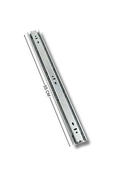 N.S NAMARK سحاب درج معدني برمان ناعم 55 سم – سكة أدراج مقاومة للصدأ بلون فضي